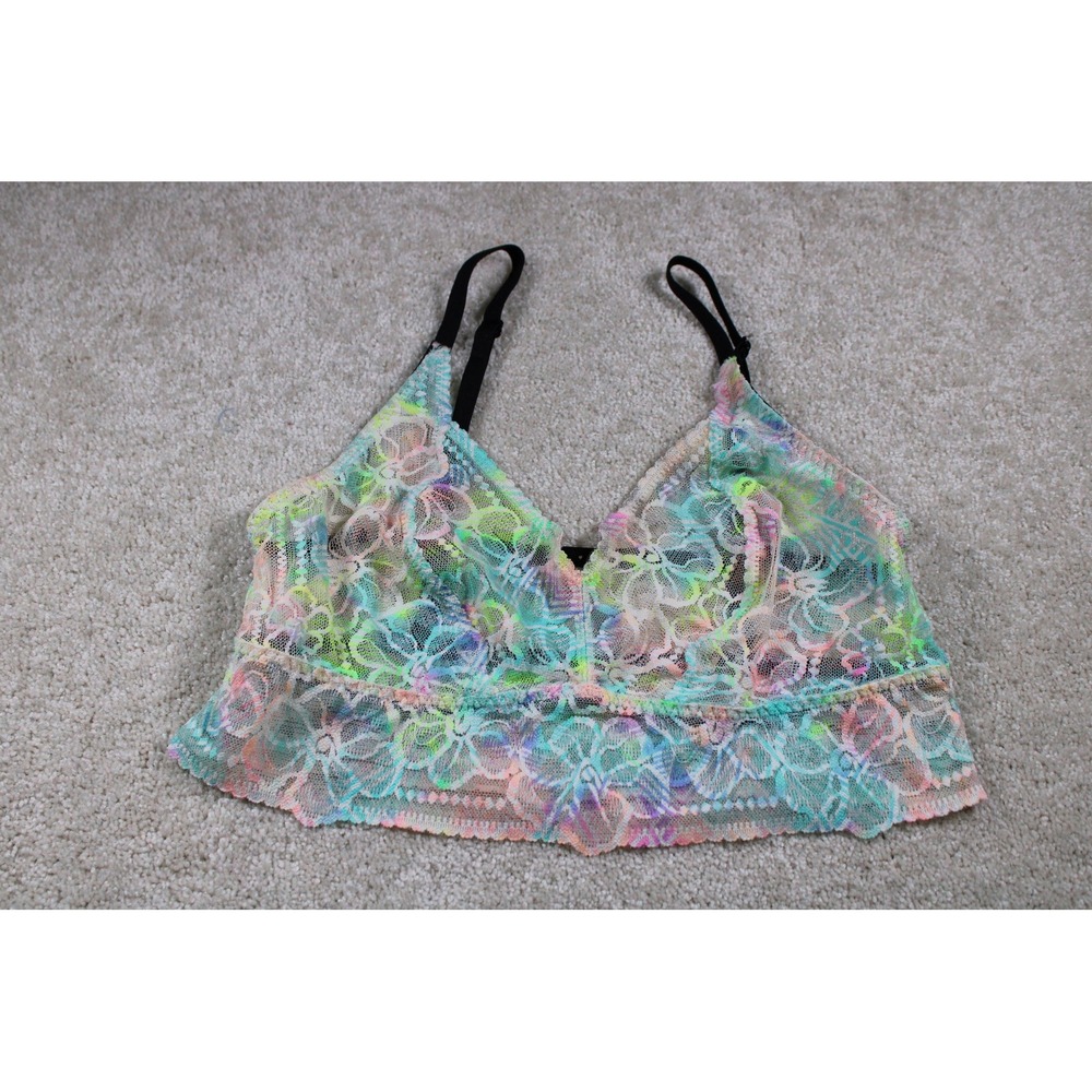 Victoria's Secret Pink Bralette Womens Large Floral Lace Sheer‎ Lacy Bra Top